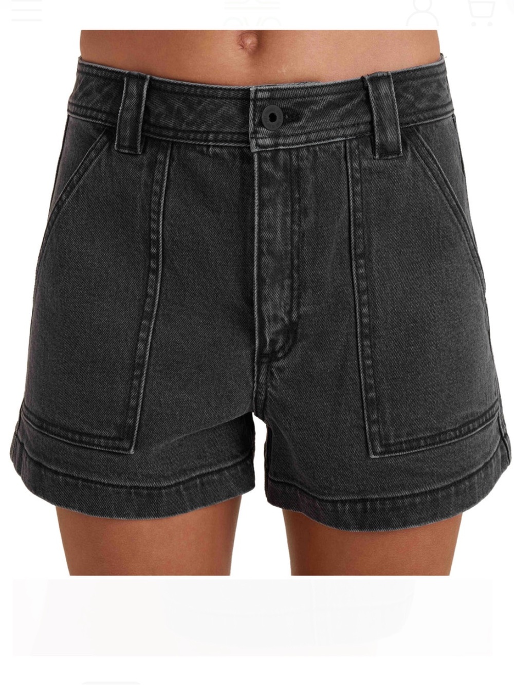 Roark Washed Black High-Rise Denim Shorts